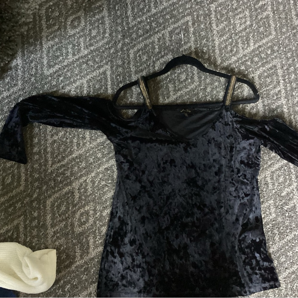 Black velvet cold shoulder top